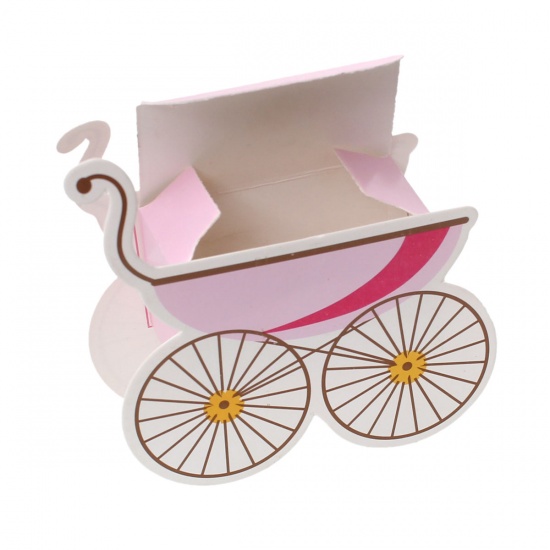 Picture of Paper Jewelry Gift Packing & Shipping Boxes Handcart Pink 12cm x10cm(4 6/8" x3 7/8"), 20 PCs