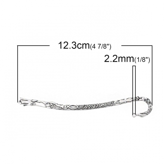 Immagine di Lega di Zinco Segnalibro Argento Antico Modello Disegno 12.3cm x 20mm, 10 Pz