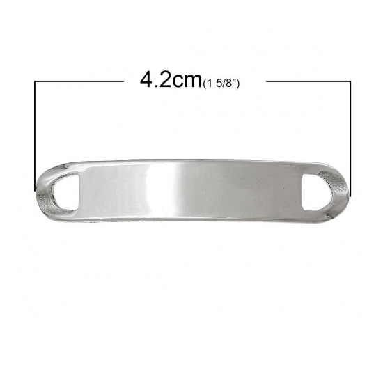 Picture of 304 Stainless Steel Connectors Findings Curve Rectangle Silver Tone 4.2cm(1 5/8"） x 0.8cm（3/8"), 10 PCs