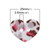 Изображение Акриловые Шитье Пуговицы  Сердце Разноцветный С двумя отверстиями с узором “ Леопард ” 25мм x 20мм, 20 ШТ