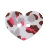 Изображение Акриловые Шитье Пуговицы  Сердце Разноцветный С двумя отверстиями с узором “ Леопард ” 25мм x 20мм, 20 ШТ