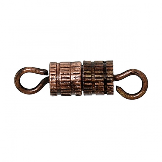 Picture of Brass Cord End Caps Cylinder Screw Antique Copper 14mm(4/8") x 4mm(1/8"), 5 PCs                                                                                                                                                                               