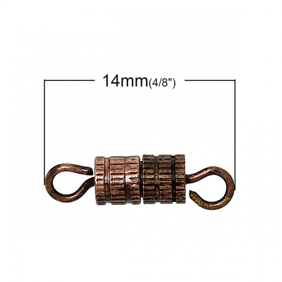 Picture of Brass Cord End Caps Cylinder Screw Antique Copper 14mm(4/8") x 4mm(1/8"), 5 PCs                                                                                                                                                                               