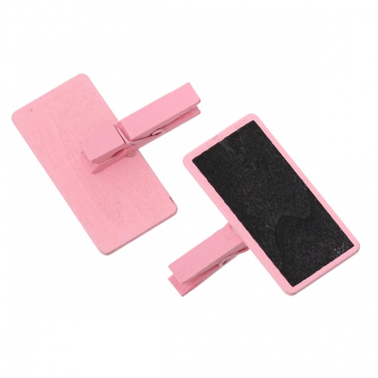 Immagine di Legno Sostegno per Foto Molletta Rettangolo Rosa (Lunghezza: 5cm, (Larghezza: 4.8cm , 20 Pz