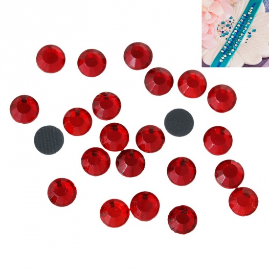 Picture of 1000 PCs Rhinestones Round Red Faceted 2mm Dia