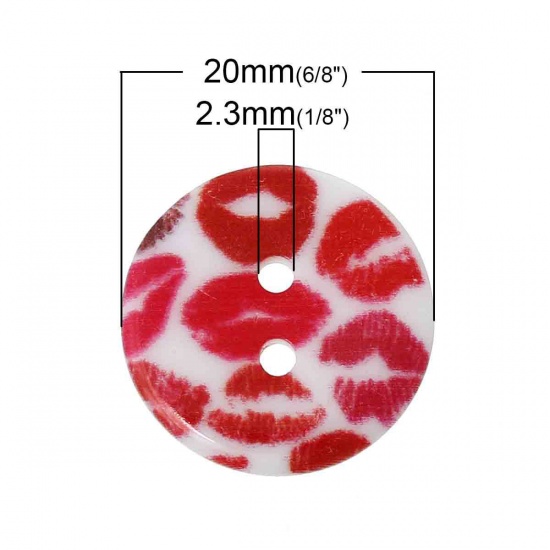 Picture of Resin Sewing Buttons Scrapbooking 2 Holes Round At Random Mixed Lip Pattern 20mm( 6/8") Dia, 7 PCs