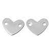 Picture of 304 Stainless Steel Connectors Findings Heart Silver Tone 14mm(4/8") x 11mm(3/8"), 20 PCs