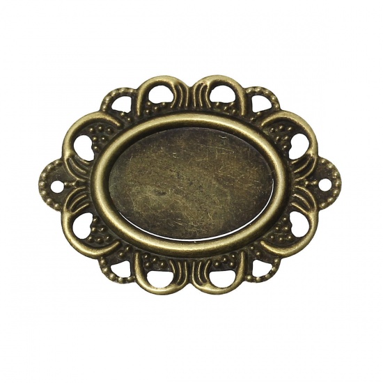 Immagine di Lega di Ferro Connettore Ovale Tono del Bronzo Basi per Cabochon (Addetti 17mm x 12mm ) 3.2cm x 24mm, 100 Pz