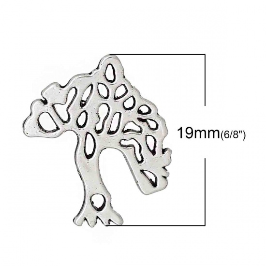 Immagine di Lega di Zinco Connettore Accessori Albero Argento Antico 19mm x 17mm, 100 Pz