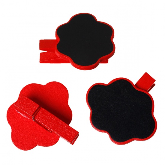 Immagine di Legno Sostegno per Foto Molletta Rosso (Lunghezza: 4cm )x (Larghezza: 3.7cm-4cm ), 50 Pz