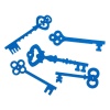 Изображение Деревянные Подвески " Ключи " Синий 6.8cm x2.6cm - 4.7cm x2.3cm, 50 ШТ