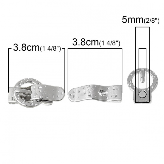 Bild von Zinklegierung Magnetverschluss Gürtelschnalle Silberfarbe (für ss4 Strassstein) 38mm x 22mm 2 Sets