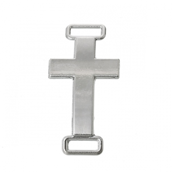 Immagine di Lega di Zinco Religione Connettore Accessori Croce Tono Argento 38mm x 20mm, 2 Pz