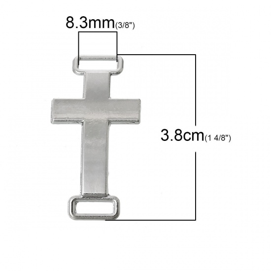 Immagine di Lega di Zinco Religione Connettore Accessori Croce Tono Argento 38mm x 20mm, 2 Pz