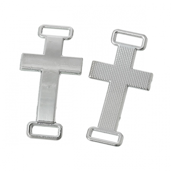 Immagine di Lega di Zinco Religione Connettore Accessori Croce Tono Argento 38mm x 20mm, 2 Pz