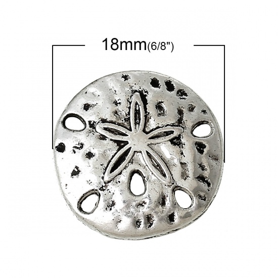 Immagine di Lega di Zinco Connettore Accessori Dollaro di Sabbia Argento Antico 18mm Dia, 50 Pz