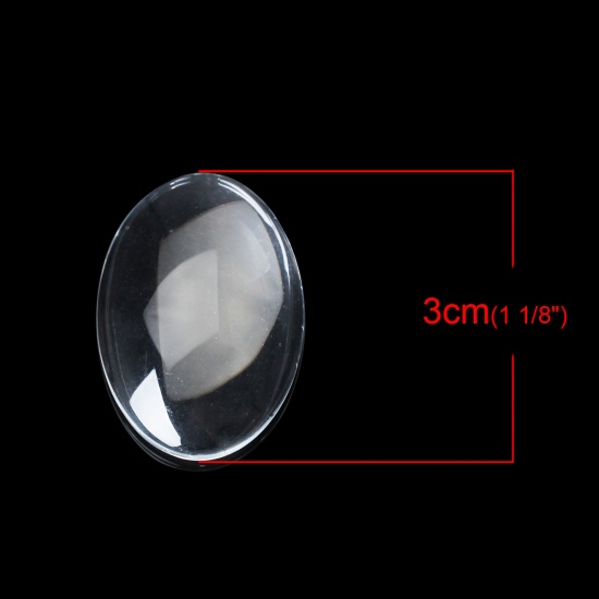 Immagine di Vetro Cupola Cabochon Cabochon per Abbellimento Ovale Flatback Clear Trasparente 30mm x 20mm, 4 Pz