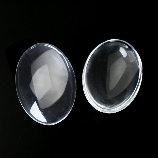 Immagine di Vetro Cupola Cabochon Cabochon per Abbellimento Ovale Flatback Clear Trasparente 30mm x 20mm, 4 Pz