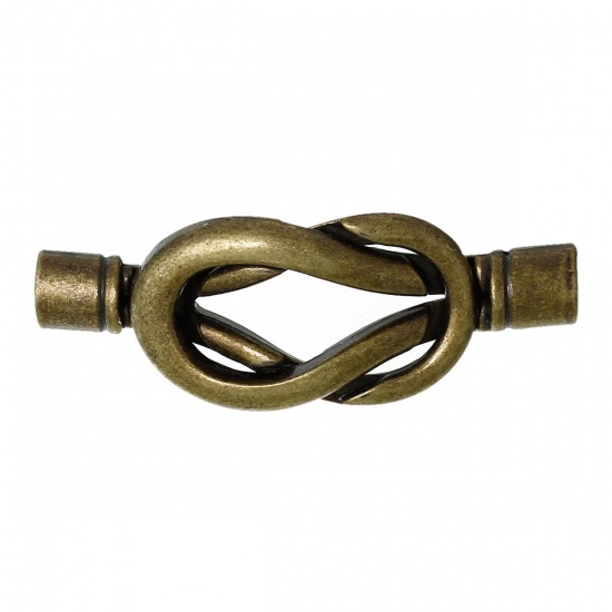 Picture of Zinc Based Alloy Magnetic Clasps Bowknot Antique Bronze (Fits 5mm Dia Cord) 47mm x 18mm, 2 Sets