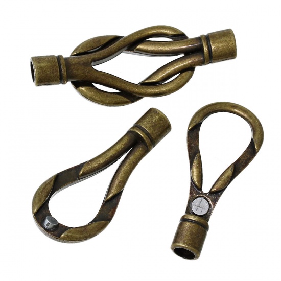 Picture of Zinc Based Alloy Magnetic Clasps Bowknot Antique Bronze (Fits 5mm Dia Cord) 47mm x 18mm, 2 Sets