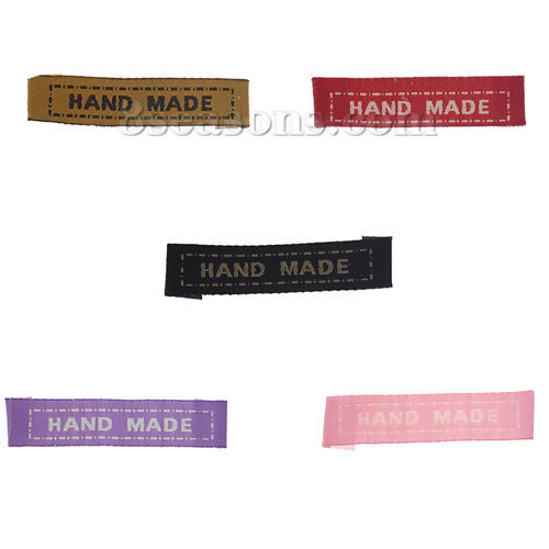 Immagine di Poliestere Etichette Stampate DIY Scrapbooking Craft Rettangolo A Random Lettere Lettere" Hand Made " 45mm x 10mm, 100 Pz
