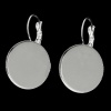 Picture of 4 PCs Brass Cabochon Settings Lever Back Clips Earrings Findings Disc Silver Plated (Fits 20mm Dia.) 3.4cm x2.1cm(1 3/8" x 7/8") - 3.3cm x2.1cm(1 2/8" x 7/8")