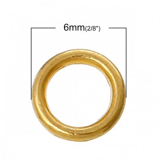 Picture of 1.2mm Zinc Based Alloy Closed Soldered Jump Rings Findings Circle Ring Gold Plated 6mm Dia, 1000 PCs