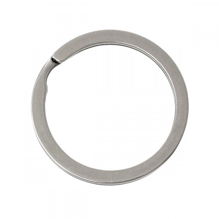 Picture of 304 Stainless Steel Keychain & Keyring Round Silver Tone 20mm Dia., 10 PCs