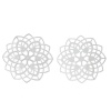 Picture of 304 Stainless Steel Filigree Stamping Embellishments Findings, Flower Silver Tone, Heart Hollow Carved 6.2cm(2 4/8") x 6.2cm(2 4/8"), 10 PCs