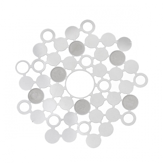 Immagine di Acciaio Inossidabile Cabochon per Abbellimento Irregolare Tono Argento 4.1cm x 4.1cm, 1 Pz