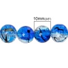 ガラスビーズ 円形 青 約 10mm直径、 穴：約 1.4mm、 82cm長さ、 1 連 （約 87PCS /一連） の画像