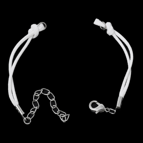 Immagine di Nylon String Fluttuato Intrecciato Amicizia Bracciali Bianco lunghezza:14.3cm 10 Pz