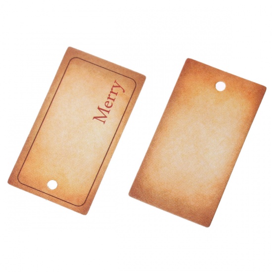 Imagen de Etiquetas de Precio Papel Humo Amarillo Mensaje "Merry" 4.5cm x 2.5cm, 100 Unidades