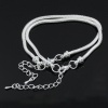 Picture of Copper European Style Snake Chain Charm Bracelets Silver Plated W/ Lobster Claw Clasp And Extender Chain 18cm long, 4 PCs