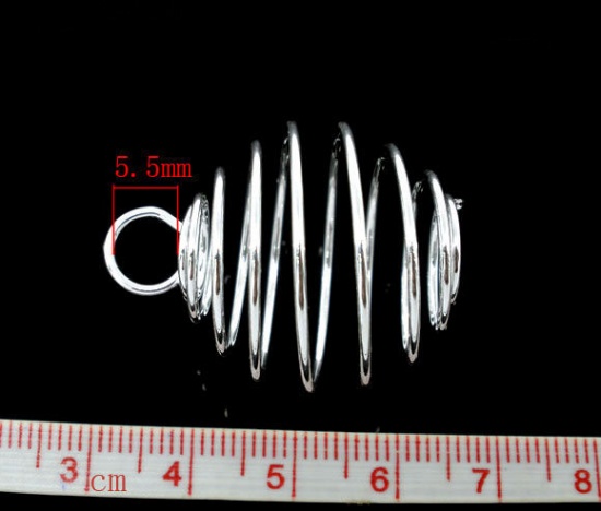 Immagine di Lega di Ferro Spirale Spirale Gabbia Pendenti Lanterna Argento Placcato 29mm x 25mm - 27mm x 24mm, 20 Pz