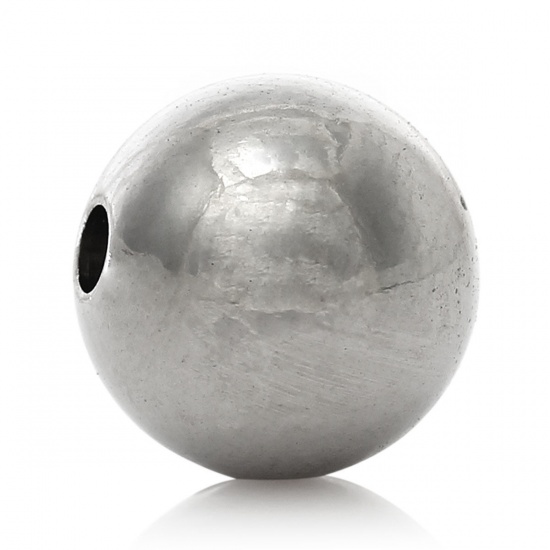 Immagine di Acciaio Inossidabile Separatori Perline Tondo Tono Argento Massiccio Circa 8mm Dia, Foro:Circa 1mm, 50 Pz