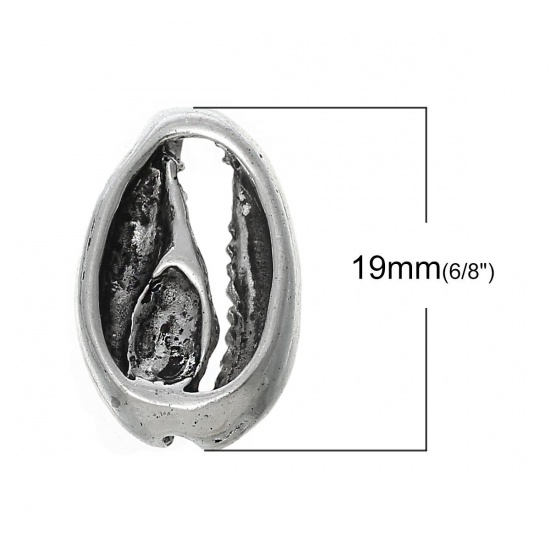 Immagine di Lega di Zinco Charm Ciondoli Monetaria Caputserpentis Argento Antico Hollow Modello Scolpito 19mm x 12mm , 10 Pz
