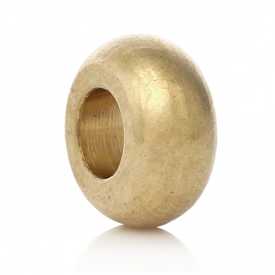 Picture of Brass Spacer Beads Barrel Brass Unplated Original Color About 7mm( 2/8") x 3mm( 1/8"), Hole:Approx 3.2mm, 200 PCs