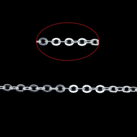 Brass Soldered Link Cable Chain Findings Silver Plated 2.4x1.9mm(1/8"x1/8"), 5 M