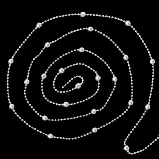 Bild von Messing Kugelkette Kette Versilbert 3mm D. 1.2mm D., 3 Meter