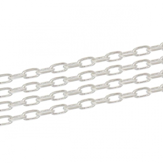 Picture of Brass Soldered Link Cable Chain Findings Silver Plated 3.5x2mm(1/8"x1/8"), 5 M                                                                                                                                                                                