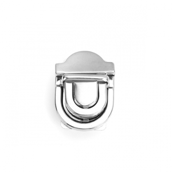 Picture of Iron Based Alloy Purse Handbag Lock Clasps Closure Silver Tone 4.6x3.4cm(1 6/8"x1 3/8") 4.4x3.5cm(1 6/8"x1 3/8") 4.1x3.4cm(1 5/8" x1 3/8"), 5 Sets(3 PCs/Set)