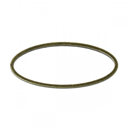 Picture of 100 PCs Brass Connectors Charms Pendants Antique Bronze Oval 25mm x 11mm
