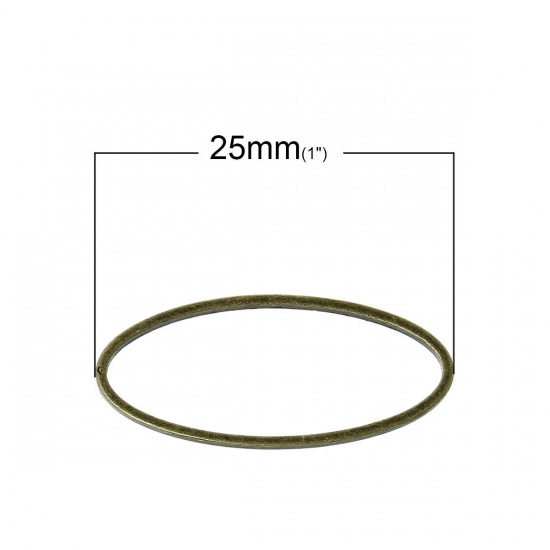 Picture of 0.9mm Brass Closed Soldered Jump Rings Findings Oval Antique Bronze 25mm x 11mm, 100 PCs