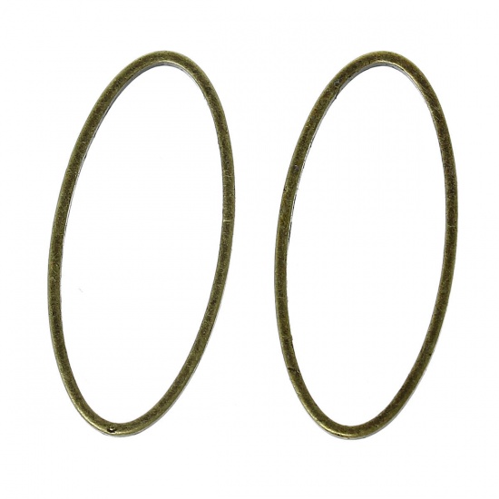 Picture of 0.9mm Brass Closed Soldered Jump Rings Findings Oval Antique Bronze 25mm x 11mm, 100 PCs