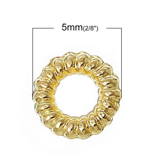 Picture of 1.2mm Zinc Based Alloy Closed Soldered Jump Rings Findings Round Gold Plated 5mm Dia, 1000 PCs