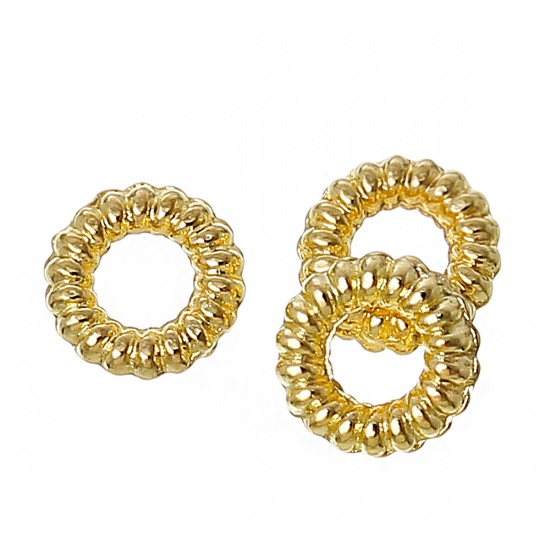 Picture of 1.2mm Zinc Based Alloy Closed Soldered Jump Rings Findings Round Gold Plated 5mm Dia, 1000 PCs