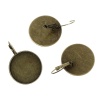 Bild von Messing Ohrring Einzelteil, Rund Bronzefarbe für Cabochon (für 20mm D.) 34mm x 22mm, Drahtstärke: (20 gauge), 10 Stück                                                                                                                                        