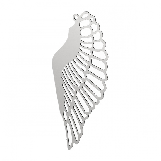 Immagine di Acciaio Inossidabile Charm Ciondoli Ali di Angela Tono Argento Filigrana 42mm x 19mm , 10 Pz