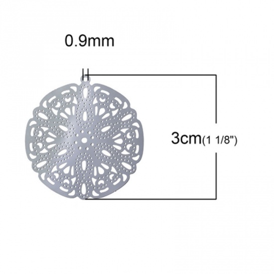 Immagine di Acciaio Inossidabile Charm Ciondoli Ali di Angela Tono Argento Filigrana 42mm x 19mm , 10 Pz